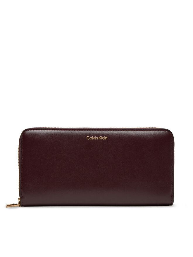 Calvin Klein Cartera grande para mujer Calvin Klein Ck Large Zip Around LV04F1093G Guinda/burdeos