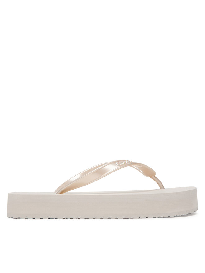 Calvin Klein Zehentrenner Calvin Klein Flatform Flip Flop Met Tpu HW0HW03120 Silberfarben