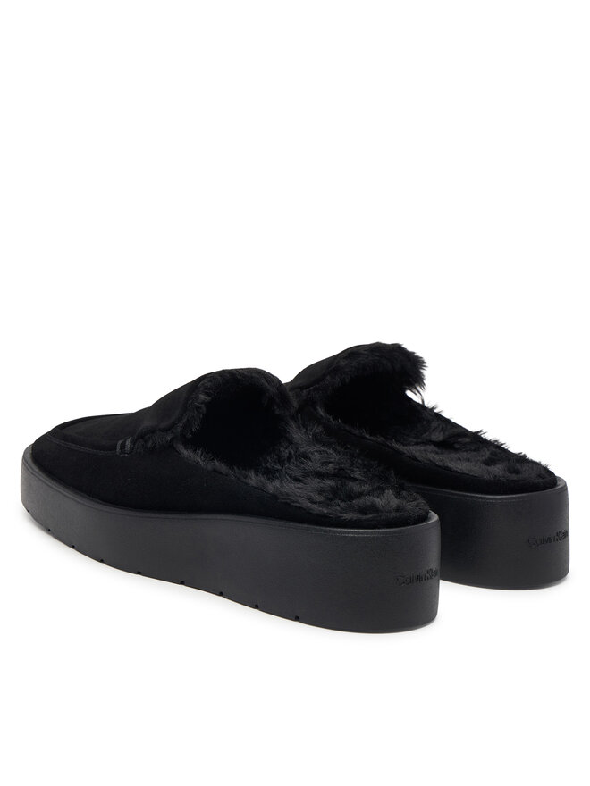 Calvin Klein Pantoletten Calvin Klein Flatform Mule Suede WL HW0HW03182 Schwarz