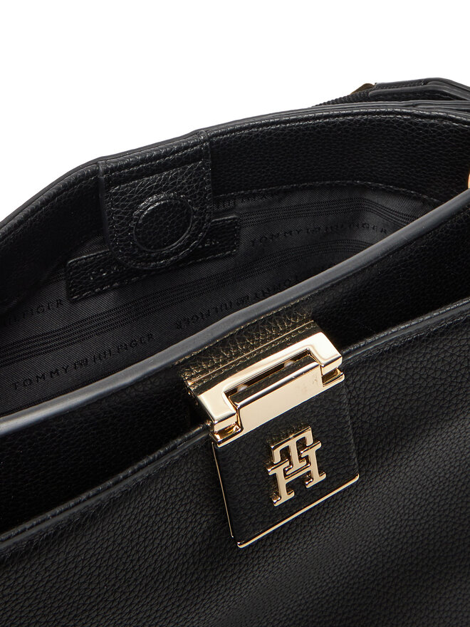 Tommy Hilfiger Handtasche Tommy Hilfiger Th Her Med Satchel AW0AW17722 Schwarz