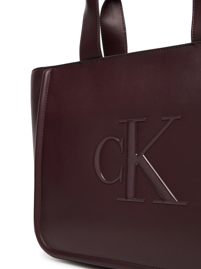 Calvin Klein Ročna torba Calvin Klein Bold Ck Medium Tote LV04F3218G Bordo rdeča