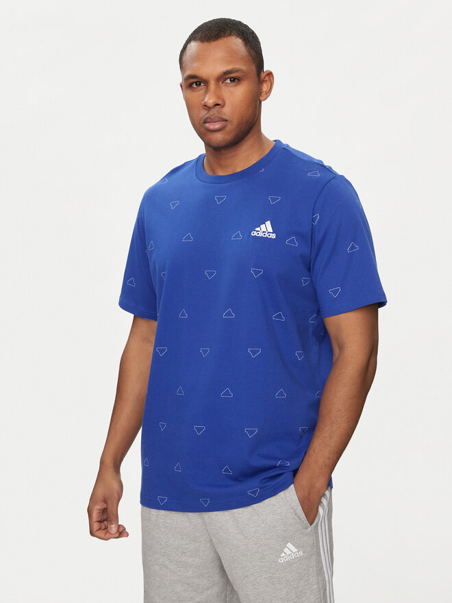 adidas adidas Marškinėliai Seasonal Essentials Monogram Graphic IU0284 Mėlyna Regular Fit