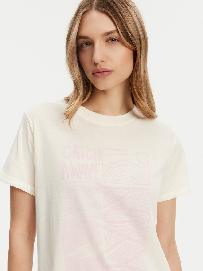 Roxy Roxy T-shirt ERJZT05911 Écru Regular Fit