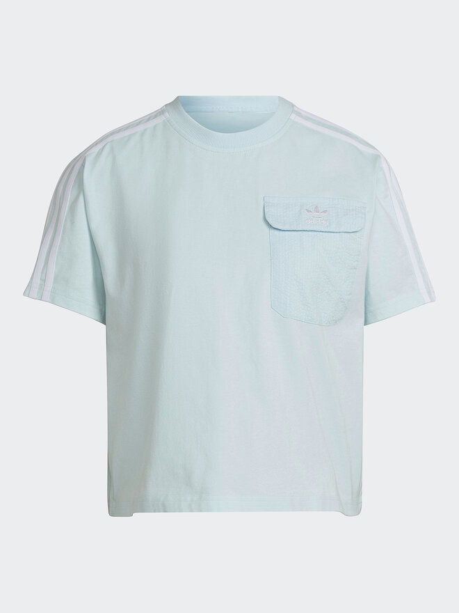 adidas adidas Marškinėliai Adicolor Classics Poplin Back Loose Tee HL9302 Žydra Loose Fit