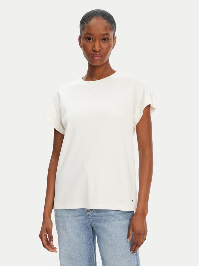 Tommy Hilfiger Tommy Hilfiger Футболка Gold Button WW0WW45628 Білий Regular Fit