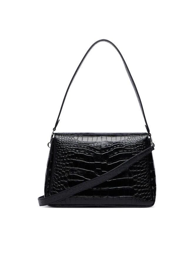 Tory Burch Handtasche Tory Burch Charlie Embossed Croc Shoulder Bag 183354 Schwarz