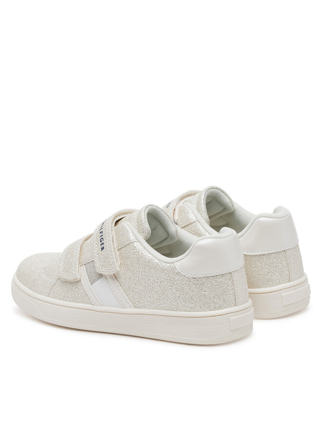 Tommy Hilfiger Sneakersy Tommy Hilfiger Flag Low Cut Velcro Sneaker T1A9-33726-0375 S Écru