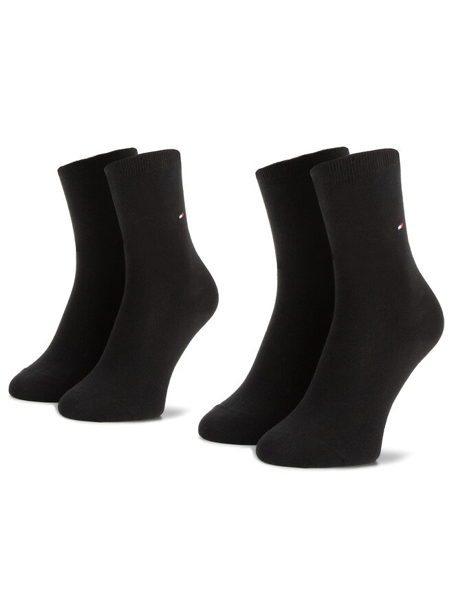 Tommy Hilfiger Set od 2 para ženskih visokih čarapa Tommy Hilfiger 371221 Crna