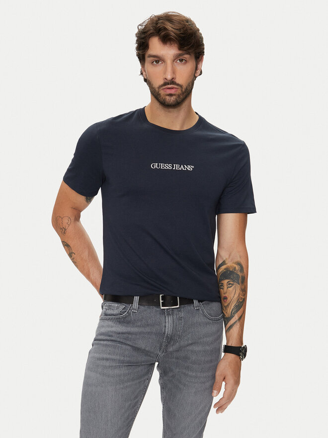 Guess Jeans Guess Jeans Marškinėliai M4YI52 K8HM0 Tamsiai mėlyna Slim Fit