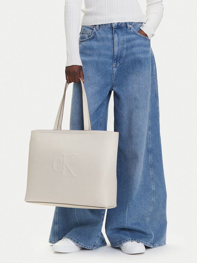 Calvin Klein Jeans Táska Calvin Klein Jeans Sculpted Slim Tote34 LV04K3070G Ekru