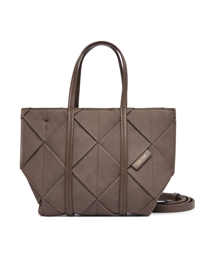 Calvin Klein Handtasche Calvin Klein Woven Sueded Mini Tote Crossbody LV04F3696G Braun