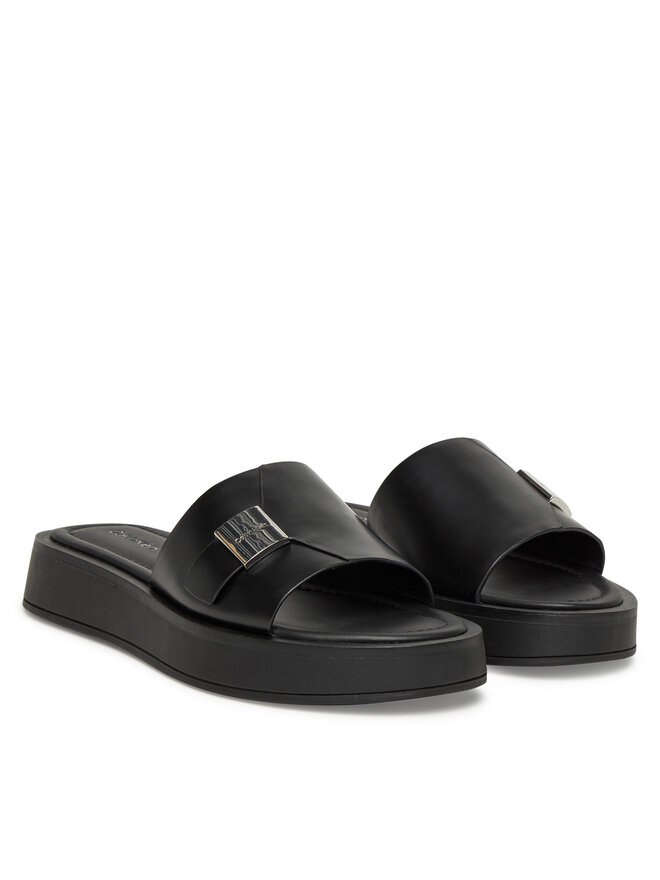 Calvin Klein Klapki Calvin Klein Flatform Slide W/Ck Hw - Lth HW0HW02368 Czarny