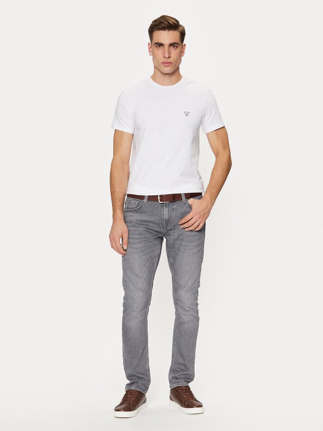 Guess Guess Marškinėliai Caleb U97M00 KCD31 Balta Slim Fit