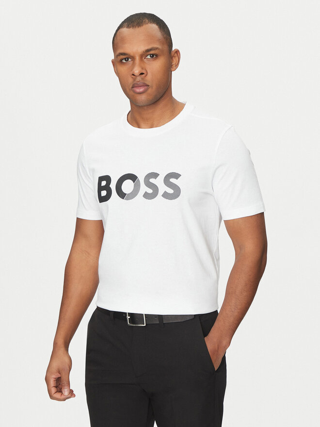 BOSS BOSS Camiseta Tape Logo 50530990 Blanco Regular Fit