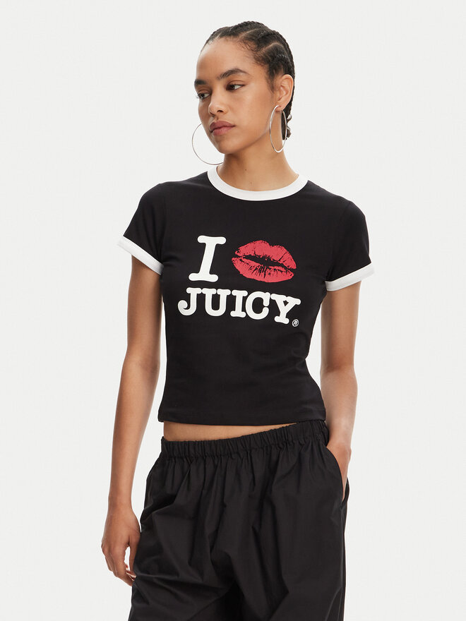 Juicy Couture Juicy Couture Camiseta I Kiss JCWCT125318 Negro Slim Fit
