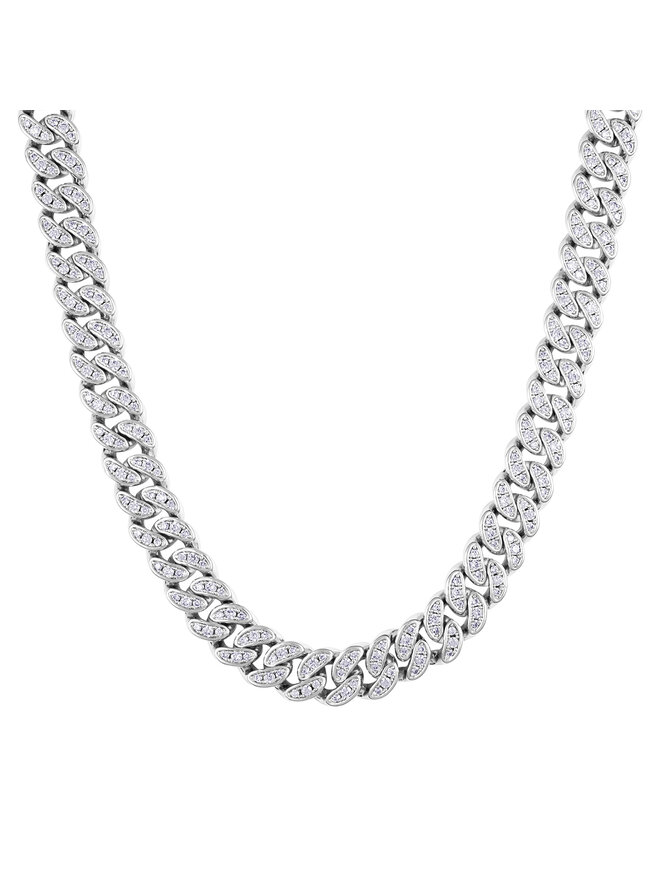 ICED STUFF Catena ICED STUFF Diamond Cuban Link Oro bianco