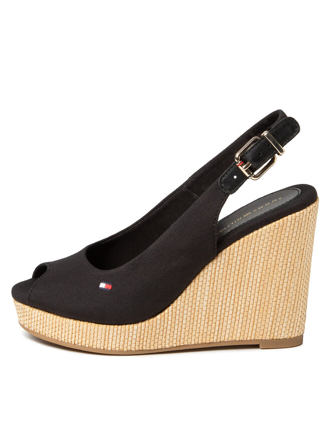 Tommy Hilfiger Espadrillas Tommy Hilfiger Iconic Elena Sling Back Wedge FW0FW04789 Nero