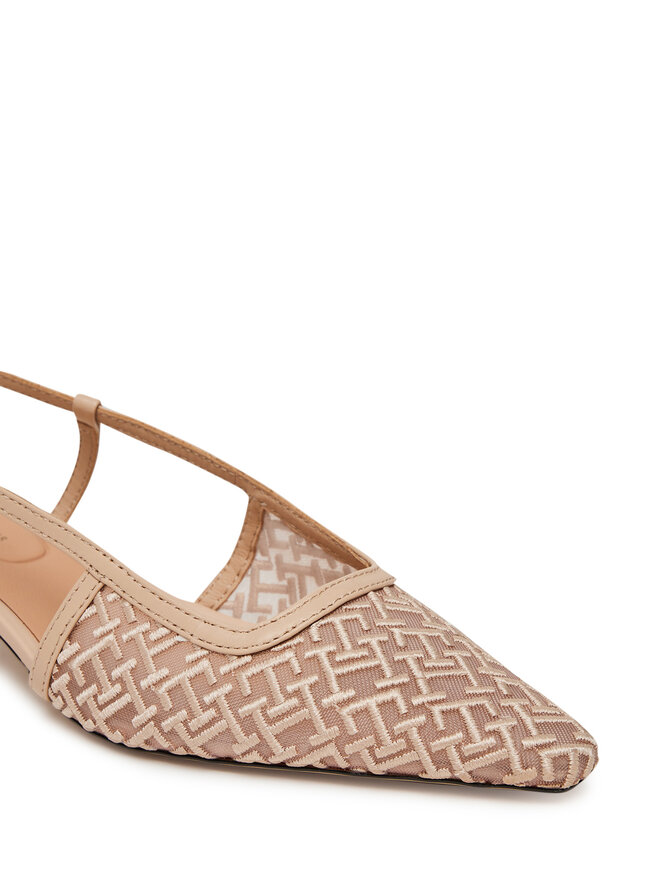 Tommy Hilfiger Sandale Tommy Hilfiger Mono Squared Toe Kitten Slingb FW0FW08746 Bej