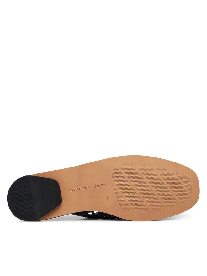 Tommy Hilfiger Pantoletten Tommy Hilfiger Hilfiger Leather Mix Flat Mule FW0FW09280 Schwarz
