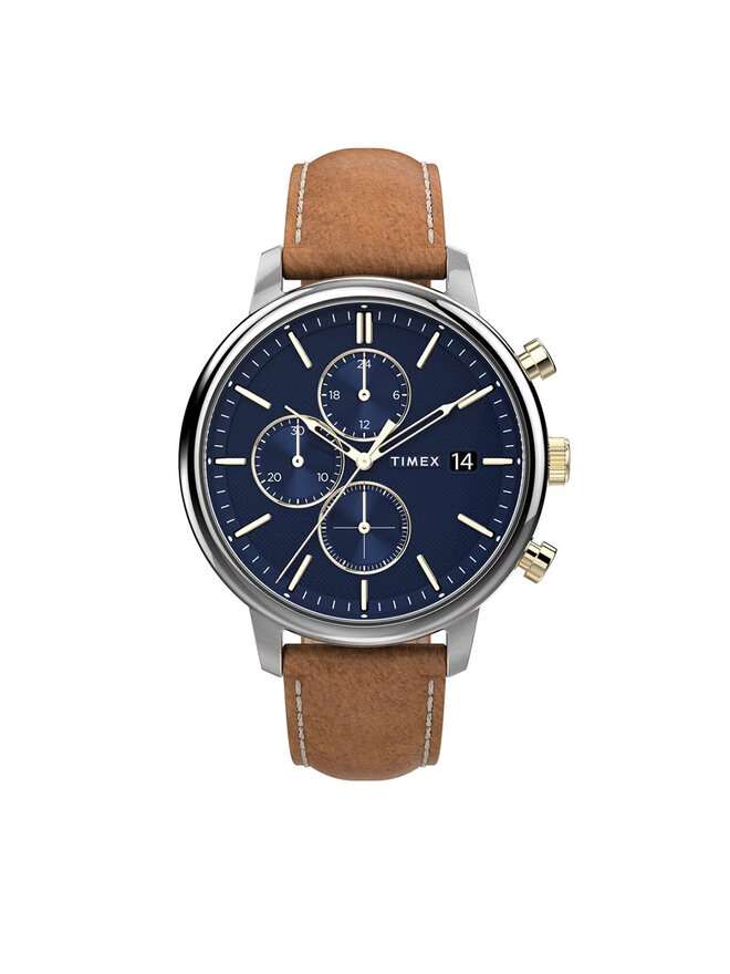 Timex Zegarek Timex Chicago Chronograph 45mm TW2U39000 Brązowy