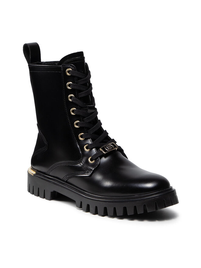 Tommy Hilfiger Turistická obuv Tommy Hilfiger Polished Leather Lace Up Boot FW0FW06008 Černá