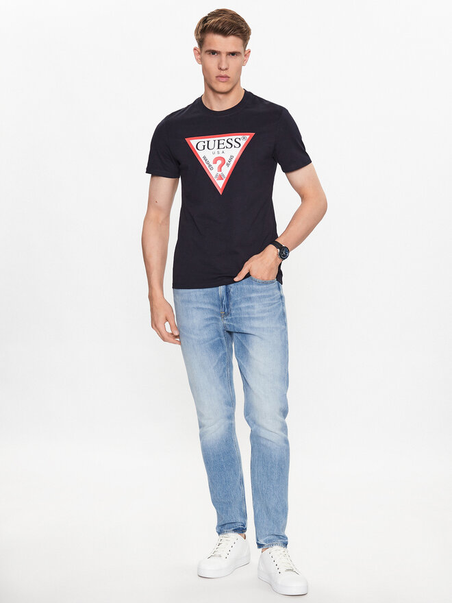 Guess Guess Marškinėliai M2YI71 I3Z14 Tamsiai mėlyna Slim Fit