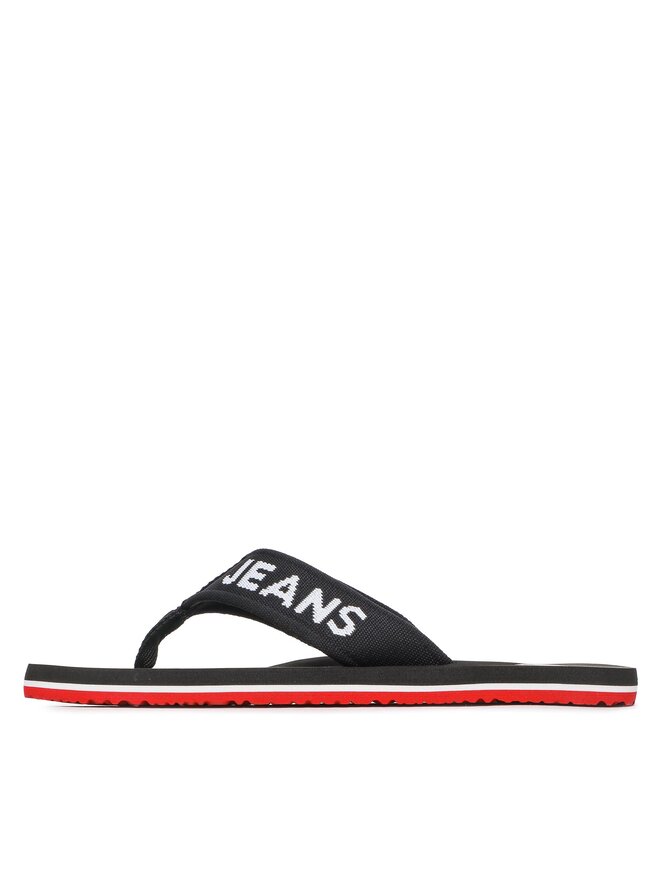 Tommy Jeans Japonki Tommy Jeans Flip Flop Logo Tape EM0EM01147 Czarny
