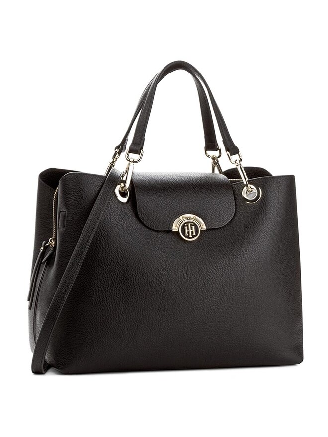 Handtasche Tommy Hilfiger Effortless Novelty Satchel Print AW0AW04635 Schwarz eschuhe