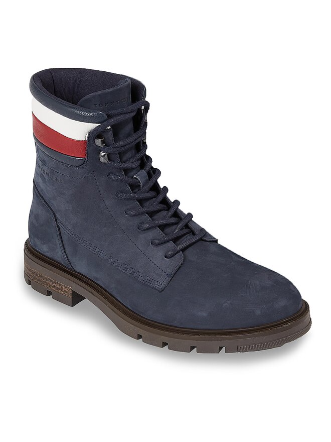 Tommy Hilfiger Trapper stila apavi Tommy Hilfiger Corporate Hilfiger Nubuck Boot FM0FM04801 Zils