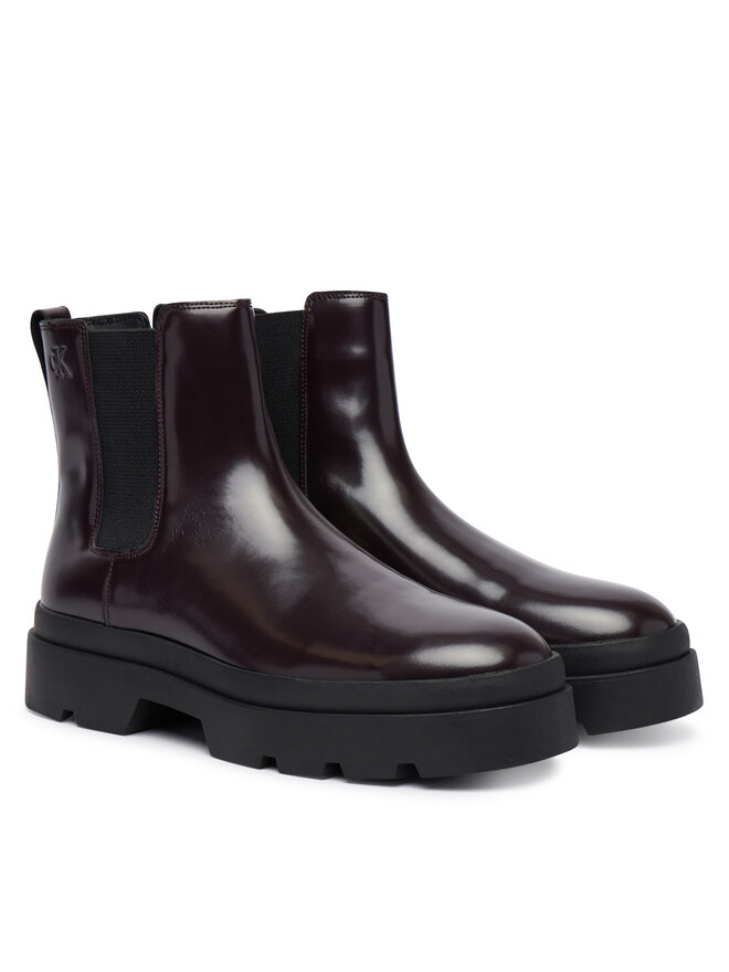 Calvin Klein Klassische Stiefeletten Calvin Klein Lugged Chelsea Boot Matt Lth HM0HM02445 Dunkelbraun