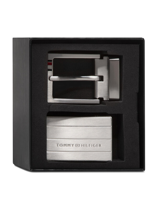 Pasek M ski Tommy Hilfiger Formal 3.5 Double Buckle Giftbox AM0AM06629 Czarny eobuwie .pl