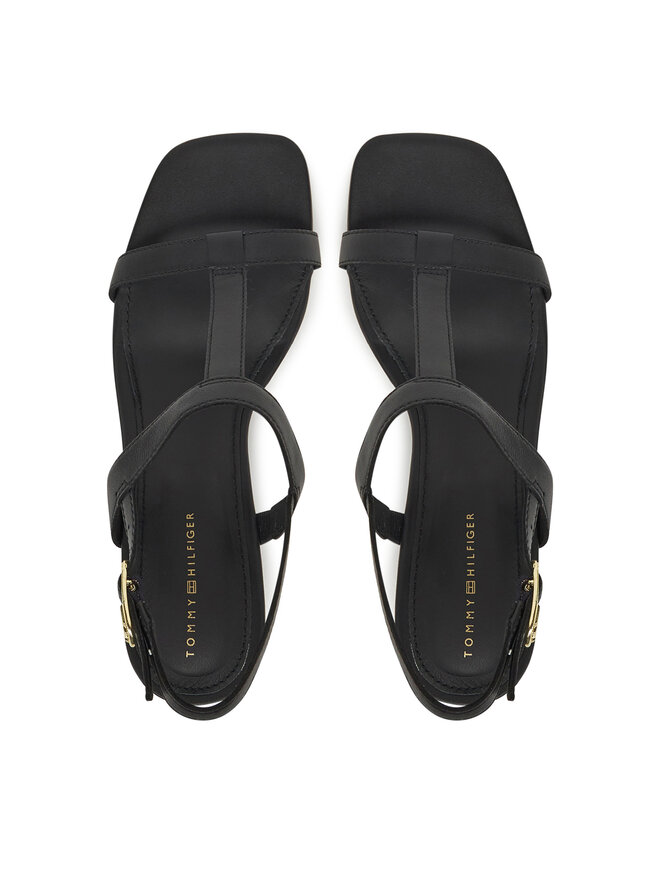 Tommy Hilfiger Sandalen Tommy Hilfiger Leather Block Heel Sandal FW0FW08532 Schwarz