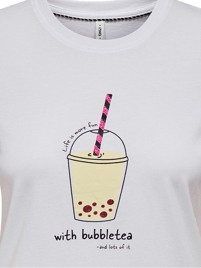 ONLY ONLY Camiseta Fun Life 15349901 Blanco Regular Fit
