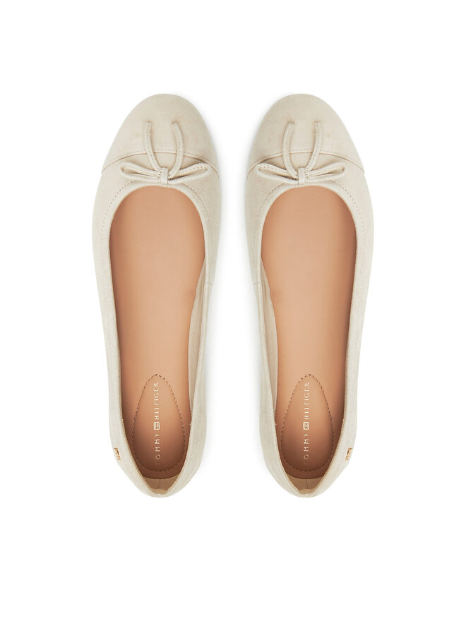 Tommy Hilfiger Ballerinas Tommy Hilfiger Toe Cap Suede Ballerina FW0FW08909 Beige