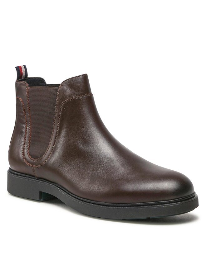 Tommy Hilfiger Боти тип челси Tommy Hilfiger Elevated Rounded Lth Chelsea FM0FM04183 Кафяв