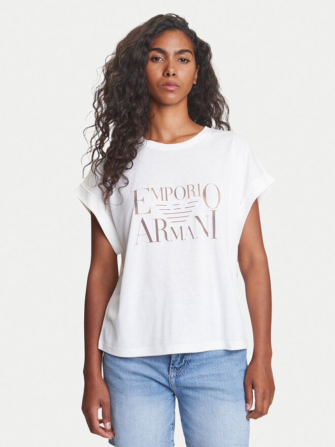 Emporio Armani Emporio Armani Marškinėliai EW000616 AF12187 U1131 Balta Loose Fit