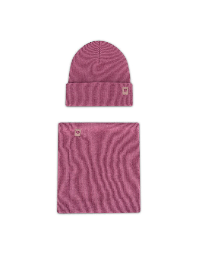 Nelli Blu Súprava čiapka a tunelový šál Nelli Blu 7KF-002-AW24 Ružová