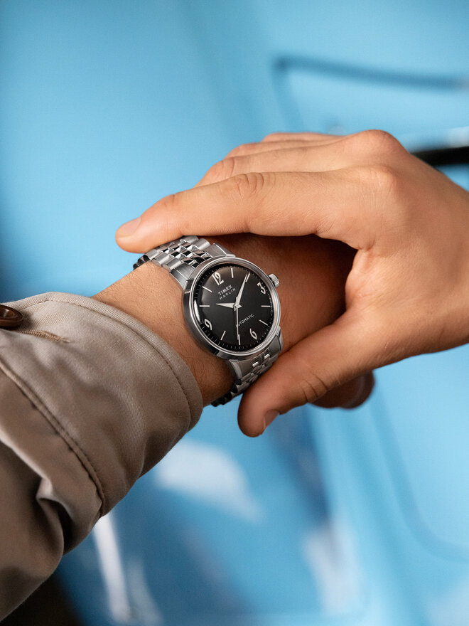 Timex Zegarek Timex Marlin® Automatic TW2W93200 Srebrny