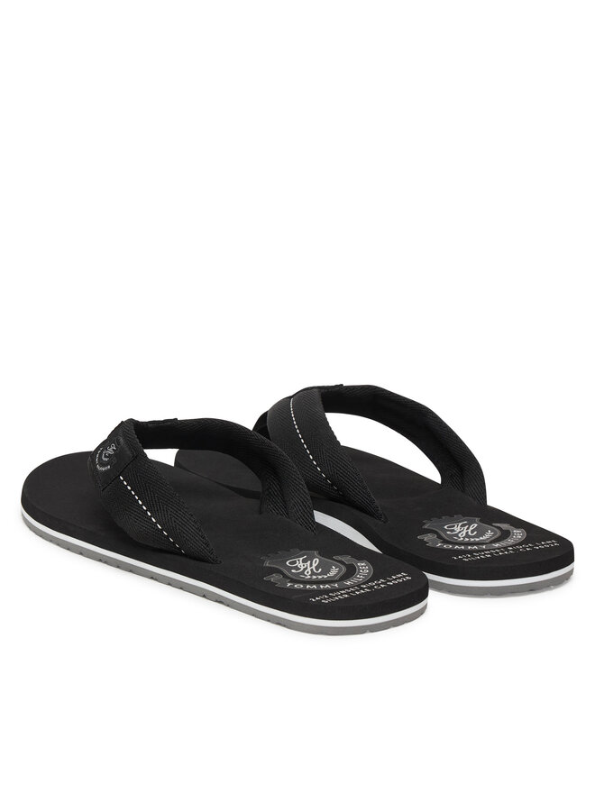 Tommy Hilfiger Zehentrenner Tommy Hilfiger Patch Hilfiger Beach Sandal FM0FM05804 Schwarz