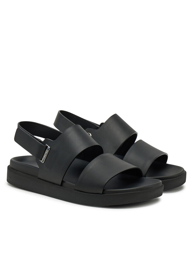 Calvin Klein Sandały Calvin Klein Flat Adj Sandal Eyelet HW0HW02488 Czarny