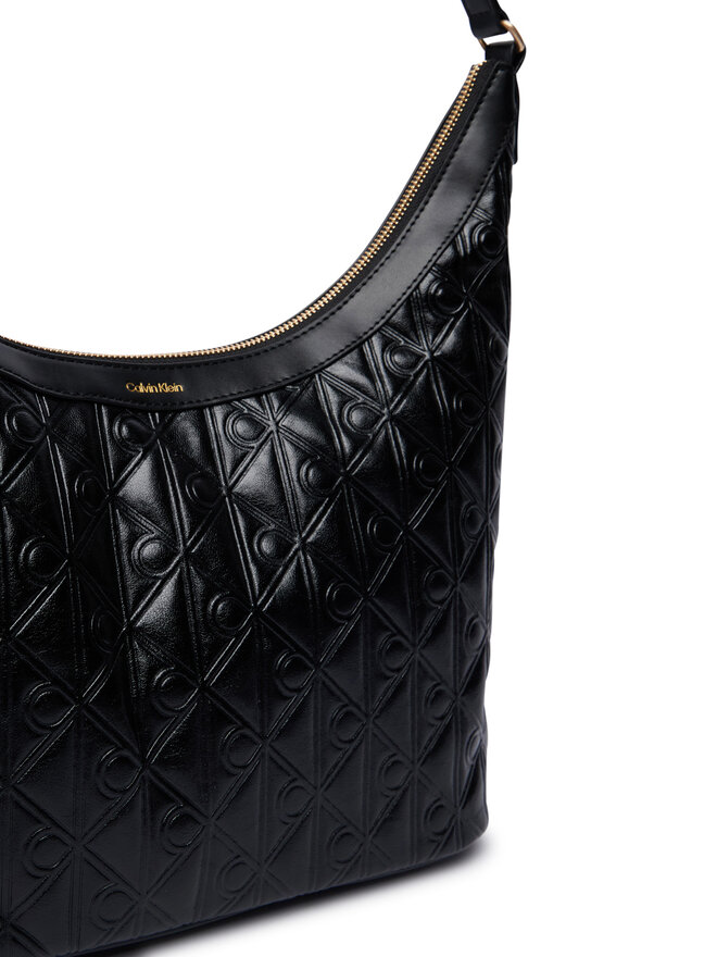 Calvin Klein Handtasche Calvin Klein Emblem Aop Debossed Medium Shbag LV04F3875G Schwarz