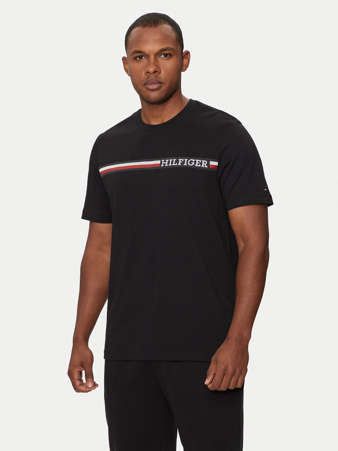 Tommy Hilfiger Tommy Hilfiger T-Shirt Chest Stripe MW0MW36739 Μαύρο Regular Fit