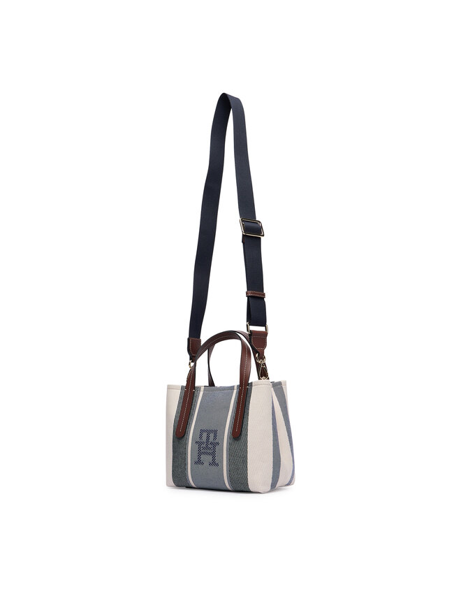 Tommy Hilfiger Handtasche Tommy Hilfiger Th City Mini Satchel Jacquard AW0AW18732 Blau
