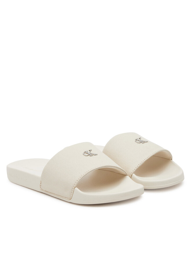 Calvin Klein Jeans Nazouváky Calvin Klein Jeans Slide Monogram Hardware YW0YW01713 Écru