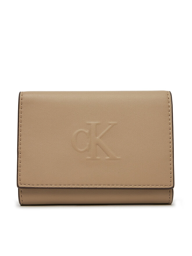 Calvin Klein Jeans Μικρό Πορτοφόλι Γυναικείο Calvin Klein Jeans Sculpted Medium Trifold LV04K1078G Μπεζ