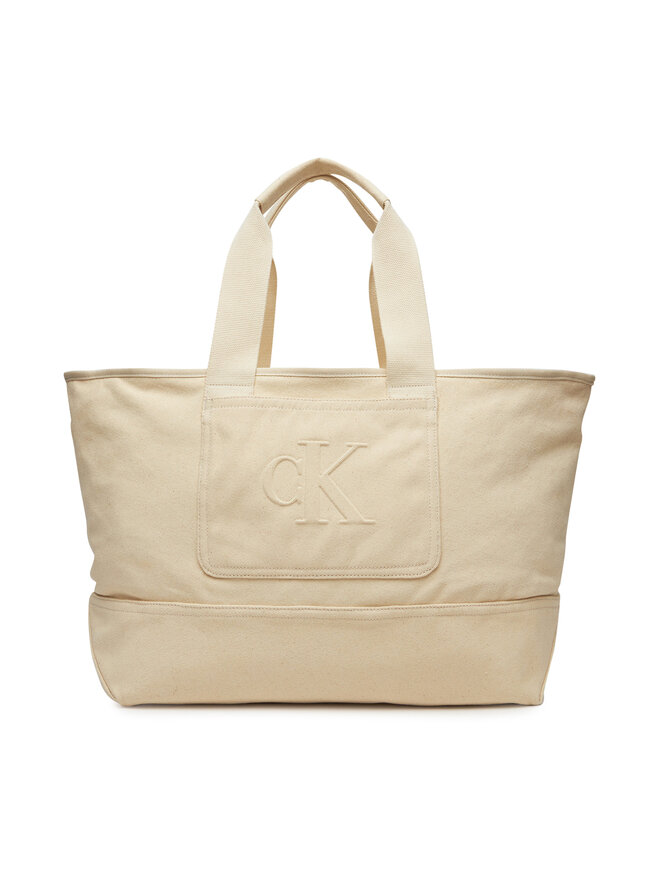 Calvin Klein Jeans Torebka Calvin Klein Jeans Pocket Canvas Zip Weekender LV04G3093G Écru