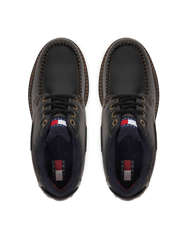 Tommy Jeans Halbschuhe Tommy Jeans Archive '01 Boat Shoe Leather EM0EM01651 Schwarz