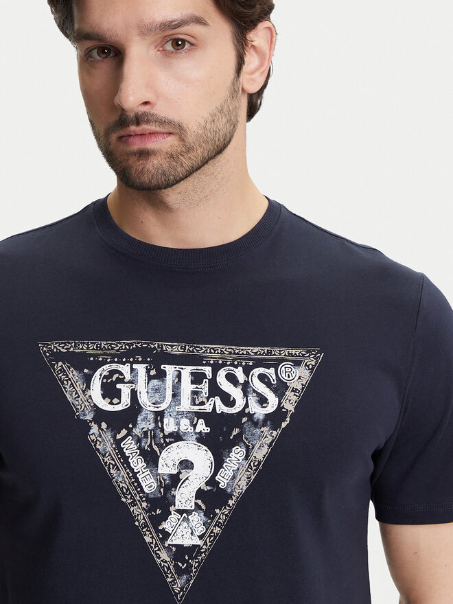 Guess Guess Marškinėliai M5YI15 I3Z14 Tamsiai mėlyna Regular Fit