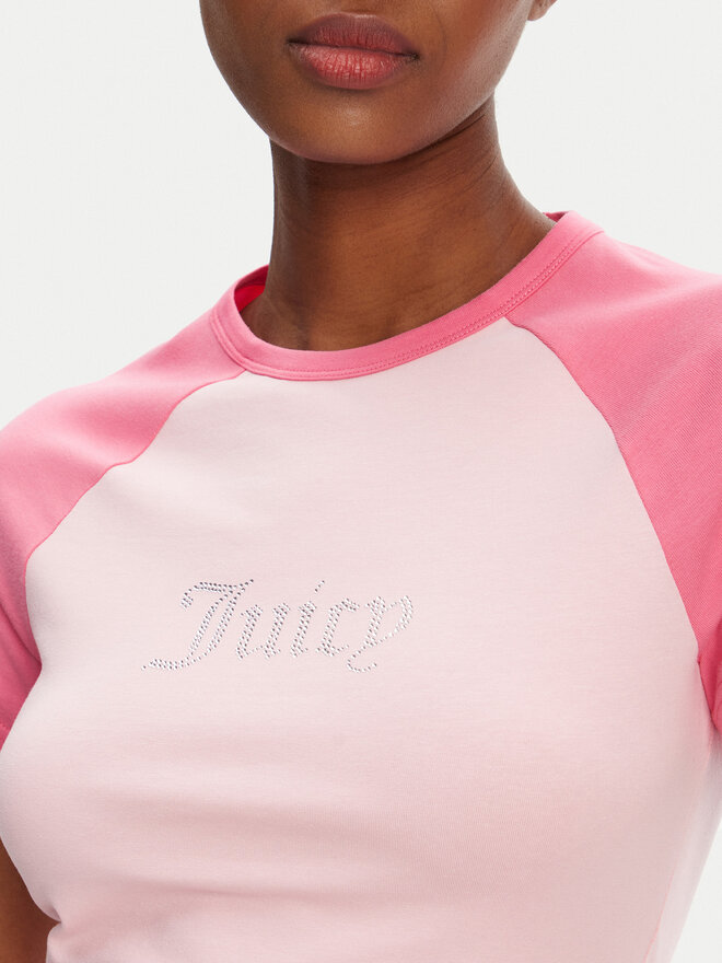 Juicy Couture Juicy Couture T-Shirt Contrast JCWCT125307 Rosa Slim Fit