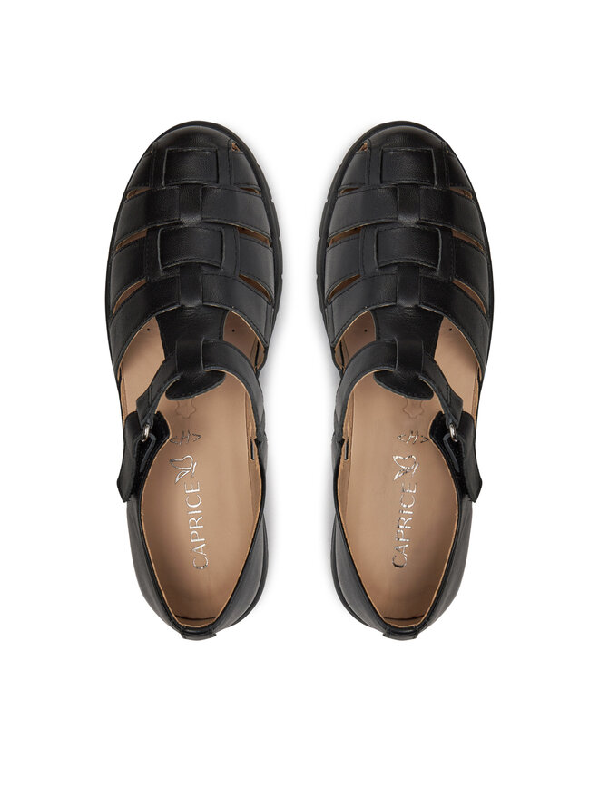 CAPRICE Pantoufle Femme Cuir Largeur H – Confort Exceptionnel Velcro Talon 45 Mm (Taille EU)